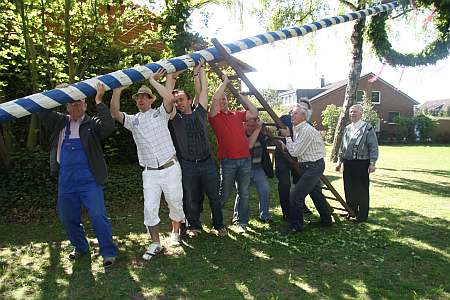 Mitglieder stellen den Maibaum